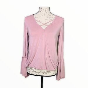 American Eagle Soft & Sexy Blush Bell Sleeve Top